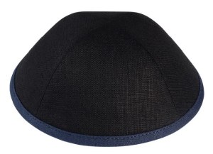 Picture of iKippah Black Linen with Navy Rim Size 4